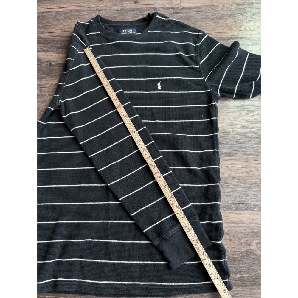 Polo Ralph Lauren Thermal Shirt Womens XL Black White Stripe Waffle Knit Cotton - Picture 7 of 9
